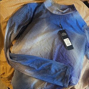 Blue and White Dotted Long Sleeve Top